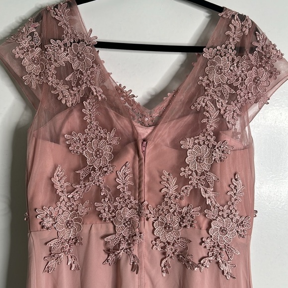 Sublime collection dusty pink beaded lace saffron maxi formal dress size L - Picture 7 of 14